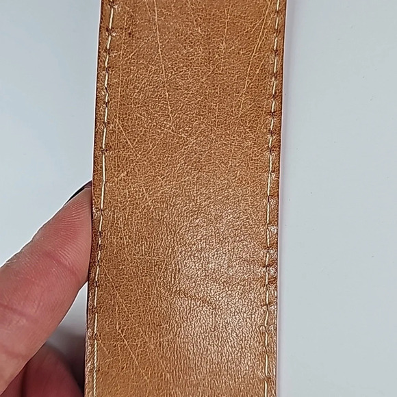 PINK Genuine Leather Belt Raised Crocodile Pattern Oval Buckle Sz 38 - Picture 2 of 6